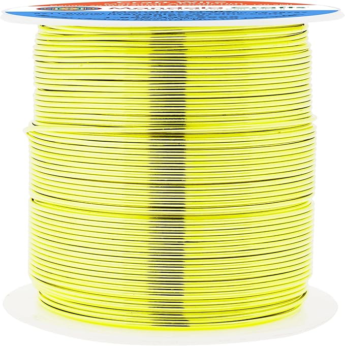 Mandala Crafts 20 Gauge Anodized Aluminum Craft Wire for Jewelry Making - 100 FT Colored Flexible Yellow Green Wire - Bendable for Bonsai Armature Crafting Sculpting