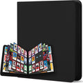 Trading Card Binder 12 Pocket, Zipper Binder Card Album Holds 720 Cards, 30 Pack Acid-Free Pages with Side Loading, Premium Leather Cover Card Folder for TCG/MTG/Sports Cards Collection, Black