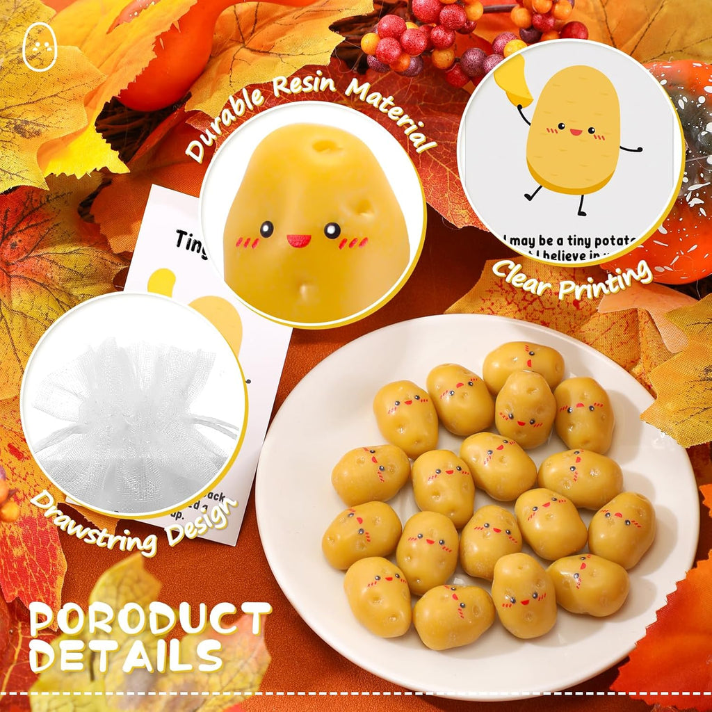 Huwena 100 Sets Mini Potato Employee Appreciation Gift Bulk Resin Cute Inspirational Potato with Funny Card and Bag Positive Back to School Gifts for Student Teacher Coworkers Staff Team Nurse