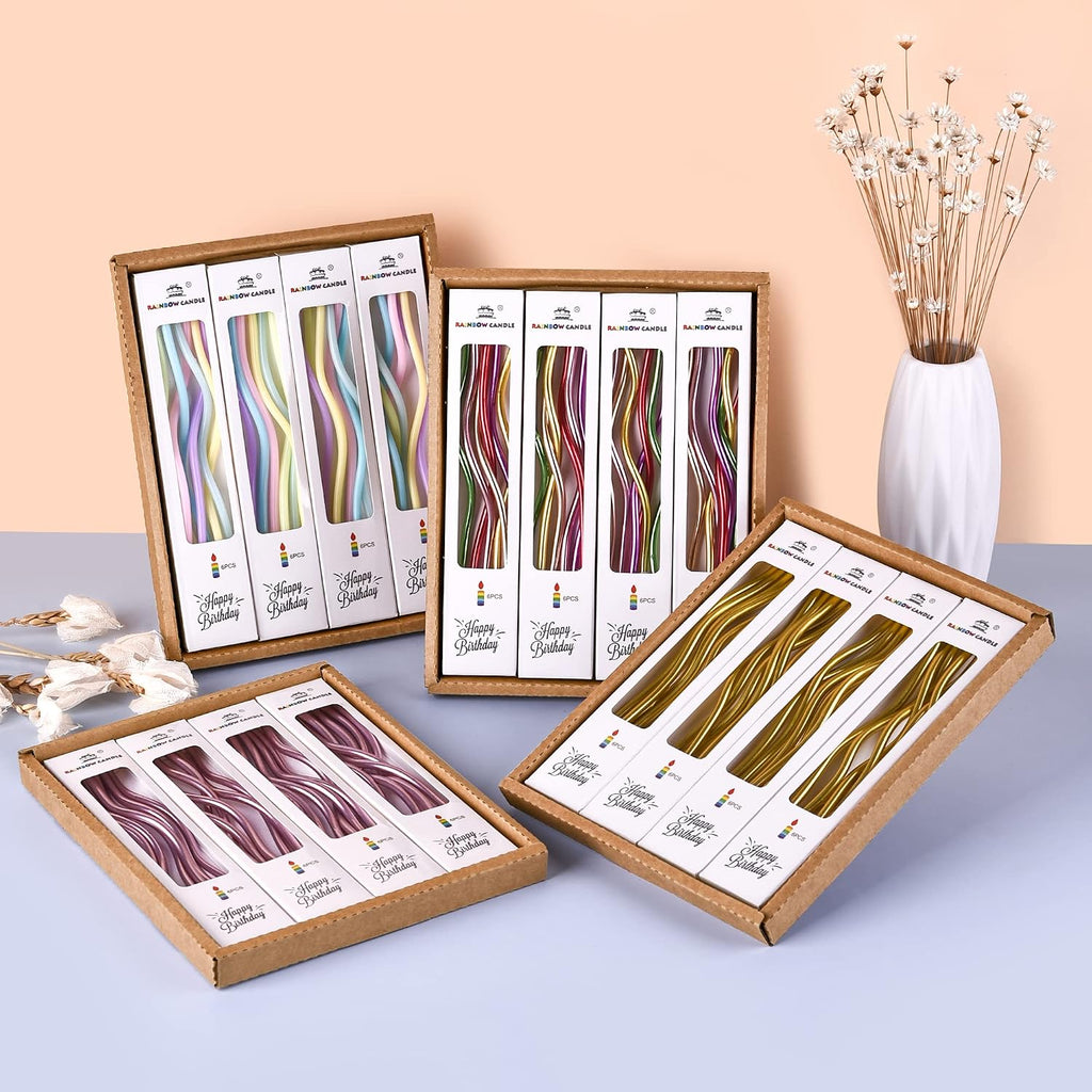 PHD CAKE 48-Count Gold Spiral Long Thin Metallic Birthday Candles, Cake Candles, Birthday Parties, Wedding Decorations, Party Candles