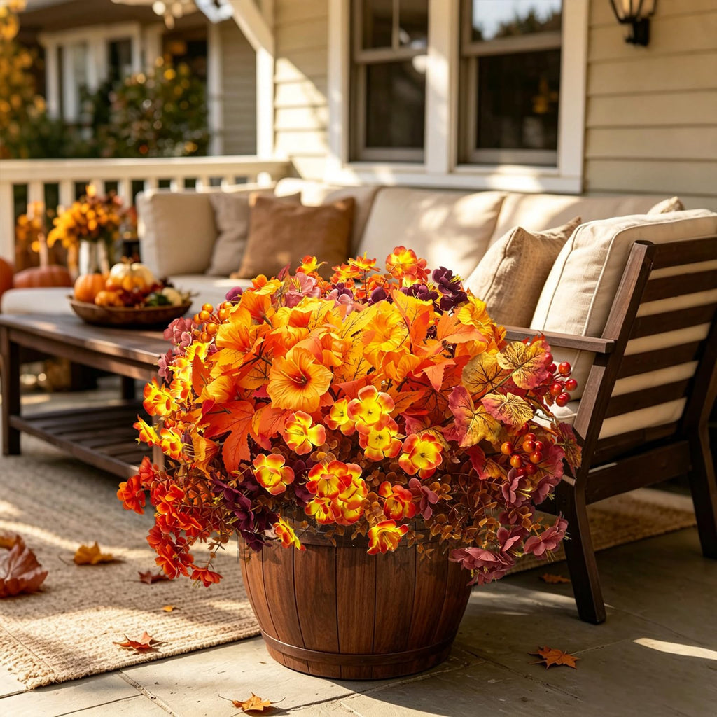 grunyia 12 bundle fall artificial flowers for outdoor, side view