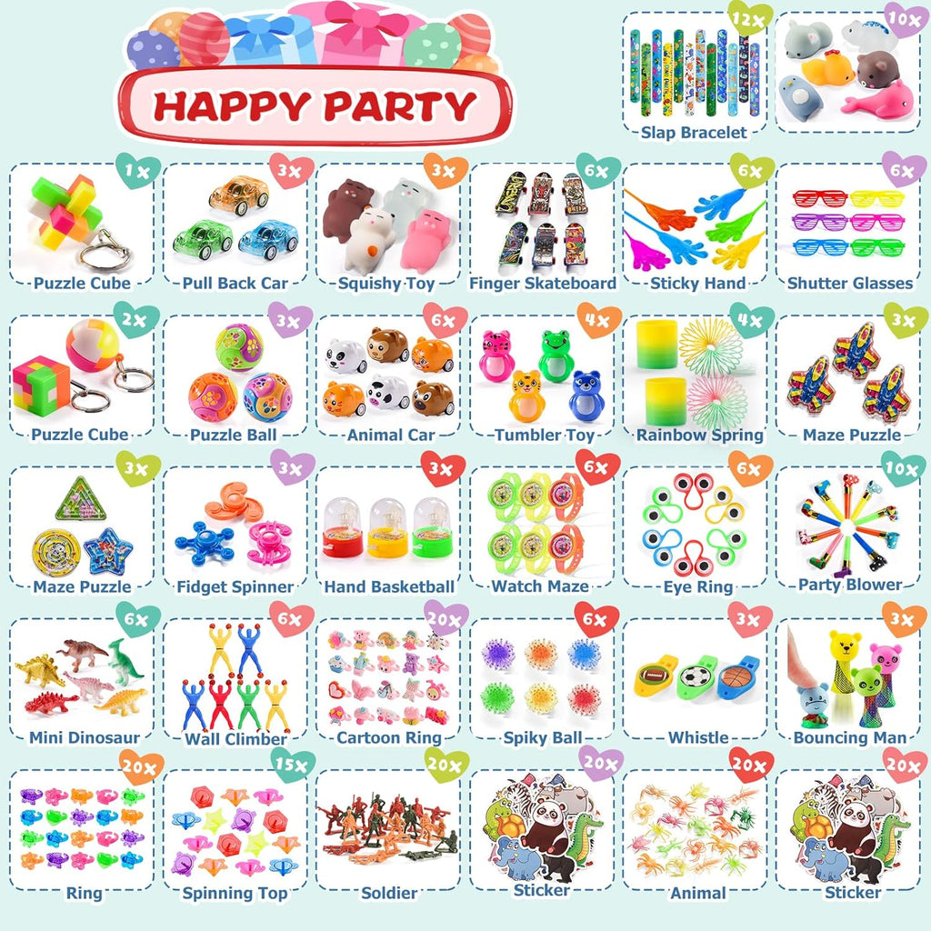 300 PCS Party Favor for Kids Goodie Bags Stuffers, Prize Box Toys for Kids Classroom Bulk, Small Fidget Toys Pinata Egg Fillers, Treasure Chest for Students Rewards, Carnival Prizes, Birthday Gifts
