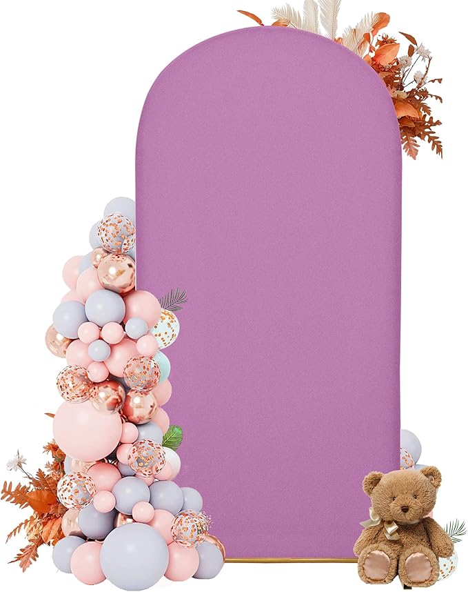 6.6FT Wedding Arch Covers Arch Backdrop Cover Arch Stand Covers Set Arch Cover Spandex Fabric Stretchy Backdrop for Wedding Birthday Party Decoration Baby Shower (Lilac)