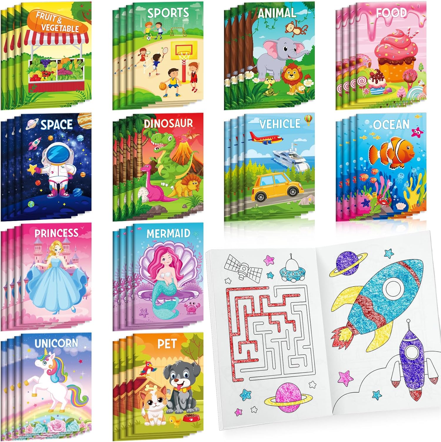 BenLouis Coloring Books Party Favors Bulk Mini Coloring Books for Kids Ages 4-8-12 Small Activity Books For Birthday Party Gifts Goodie Bags Stuffers Classroom Travel Activity（24pcs Classic）
