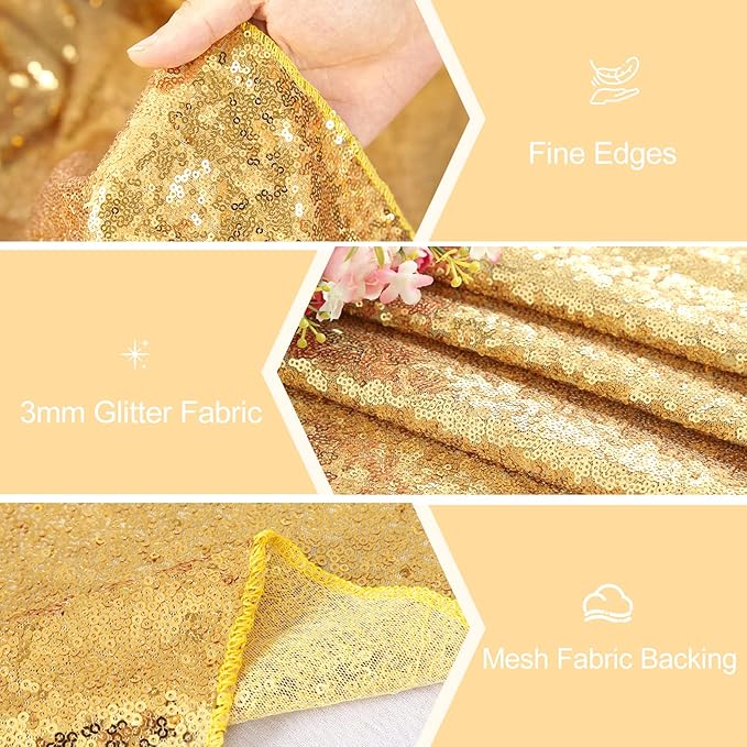 Gold Table Runners 10 Pieces 12x72 Inch Glitter Dining Table Runner Sequin Table Cover Runners for Party Wedding Birthday Bridal Shower Decorations