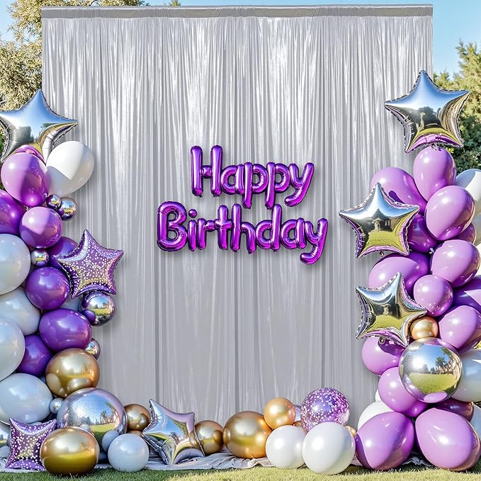 leegleri 30x10ft Thick Silver Glitter Backdrop Curtain Panels for Parties, Wrinkle Free Sequin Sparking Photo Backdrop Drapes, 6Panels 5x10ft Shimmer Back Drop Cloth for Wedding Birthday Photography