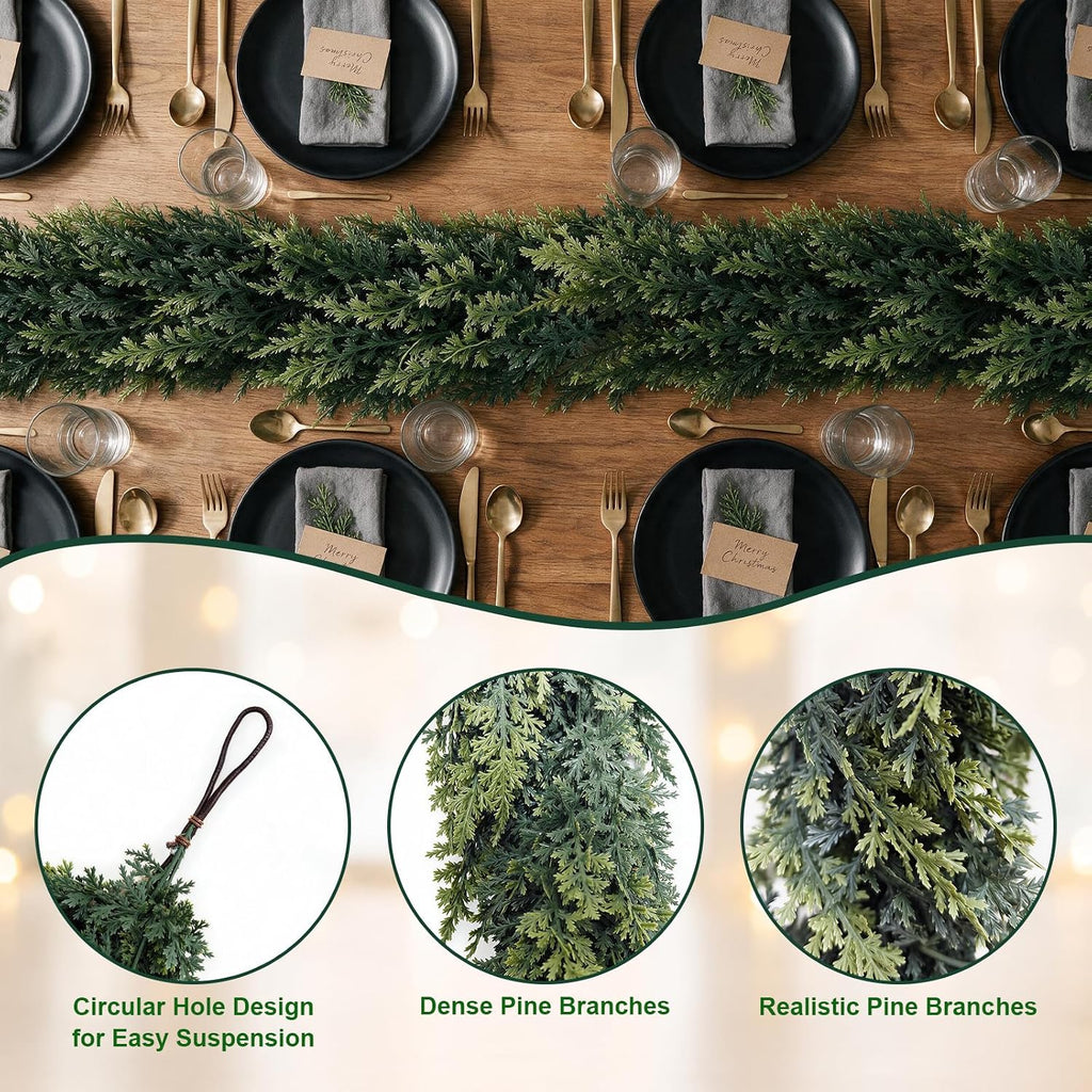 12ft christmas cedar garlands realistic, real touch winter showing dimensions