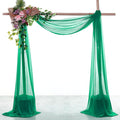 VDS Pack of 3 Panel (30 Inch X 20 Feet) Wedding Arch Draping Fabric Sheer Chiffon Fabric Drapery for Wedding Ceremony Reception Swag Backdrop Canopy Chuppah ARBO Altars Decoration (Emerald)