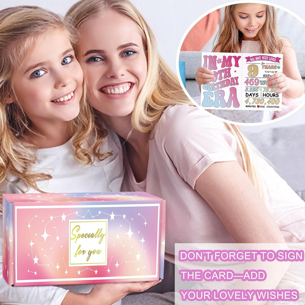 Birthday Gifts for 9 Year Old Girls, Gifts for 9 Year Old Girls, 7 Pieces 9th Beautiful Birthday Gift Basket Set , Cool 9th Decorations Birthday Gift for Daughter, Sister, Niece, Granddaughter.
