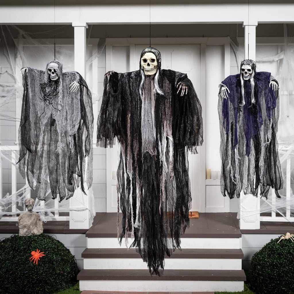 joyin 3 pack hanging halloween skeleton ghosts decorations on a desk or shelf