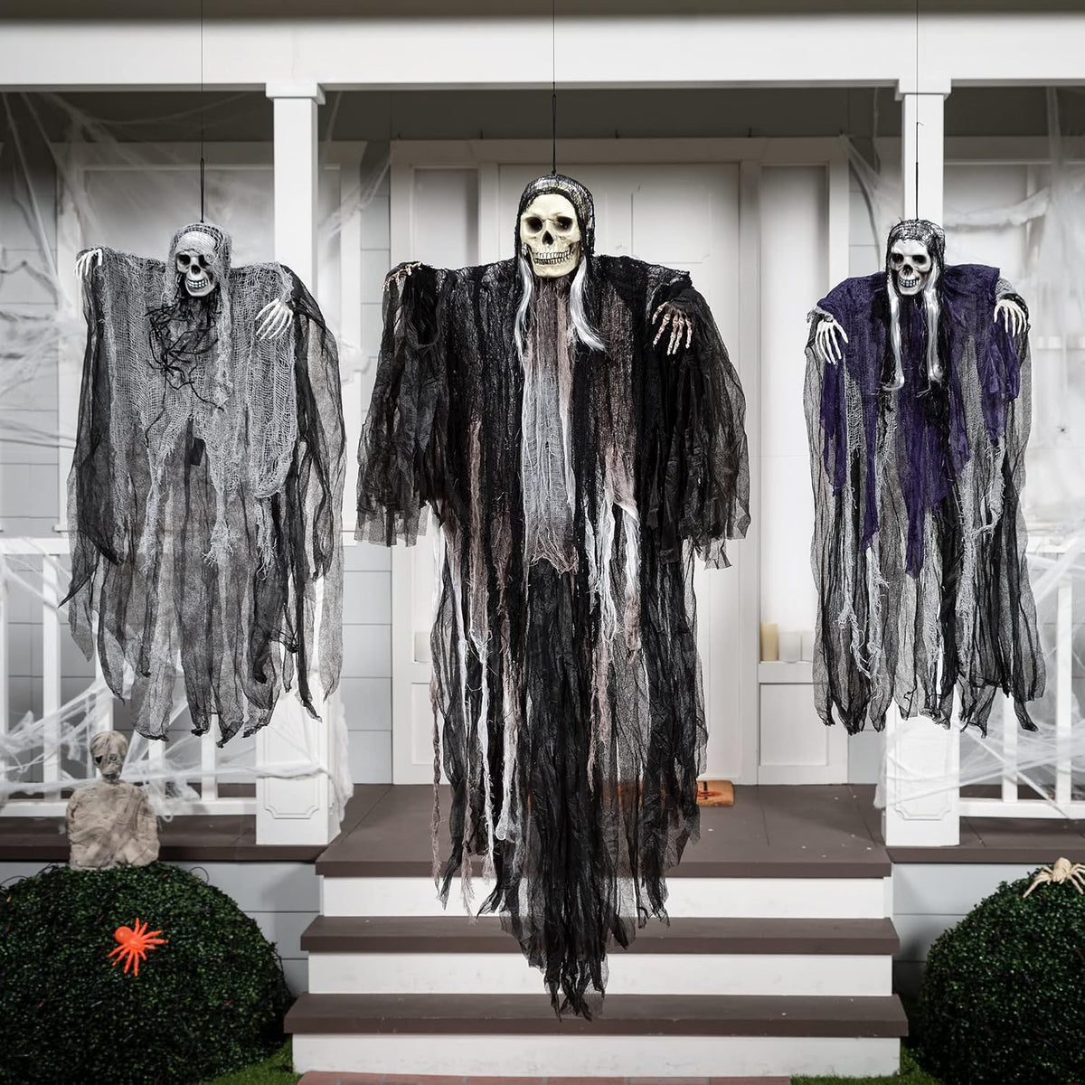 joyin 3 pack hanging halloween skeleton ghosts decorations on a desk or shelf