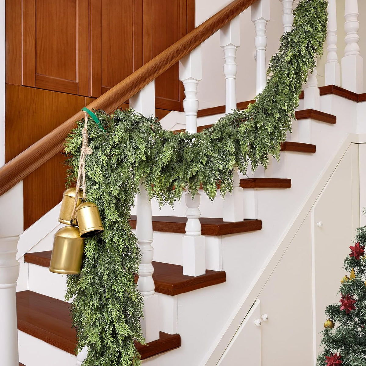 9ft christmas artificial cedar garland for mantel showing dimensions
