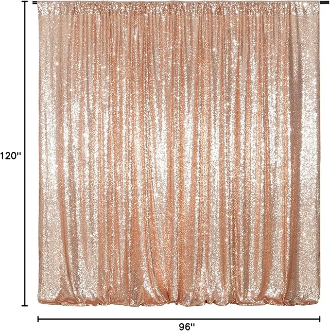 Poise3EHome Rose Gold Sequin Backdrop,8FT x 10FT Sequin Photography Backdrop Curtain for Party Decoration