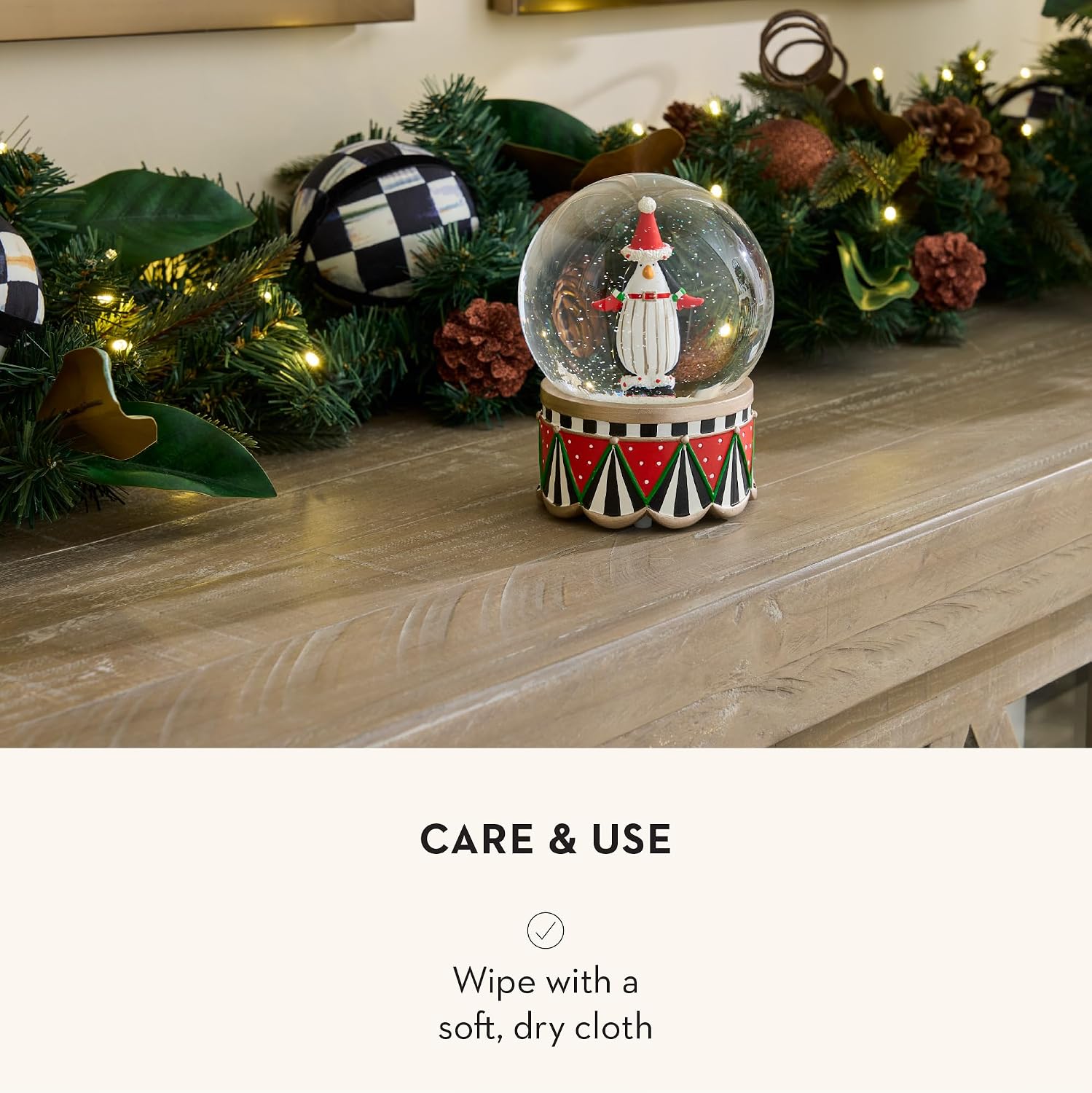 MACKENZIE-CHILDS Patience Brewster Penguin Snow Globe, Christmas Penguin Decor