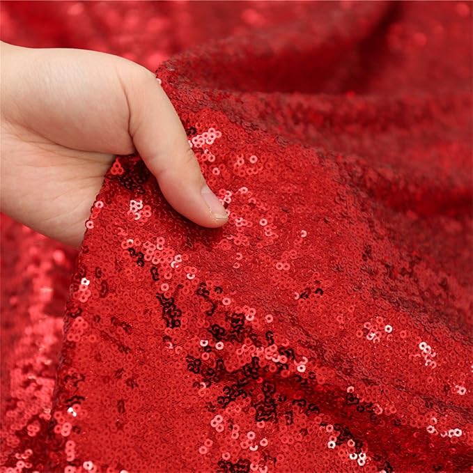 Eternal Beauty Red Sequin Backdrop, 6x6 Ft Glitter Background Curtains for Christmas Shimmer Photography Party Wedding Birthday Back Drop Decor