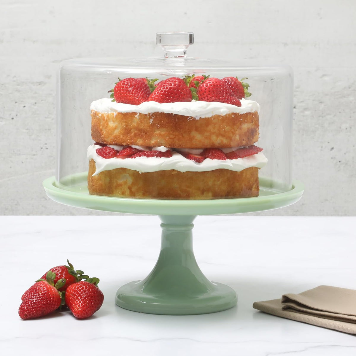 Martha Stewart Highbrook 10-Inch Jadeite Cake Stand with Glass Dome – Vintage...