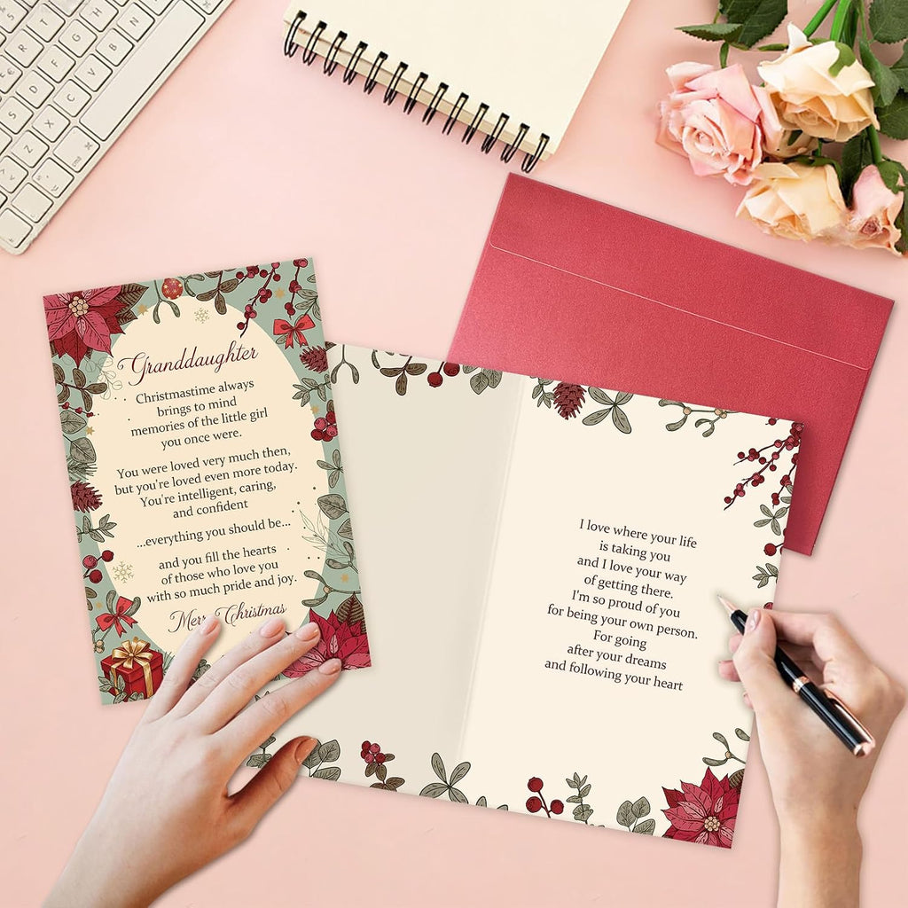 Heartfelt Granddaughter Christmas Card, Poem Christmas Card for Granddaughter, Xmas Gift from Grandma Grandpa