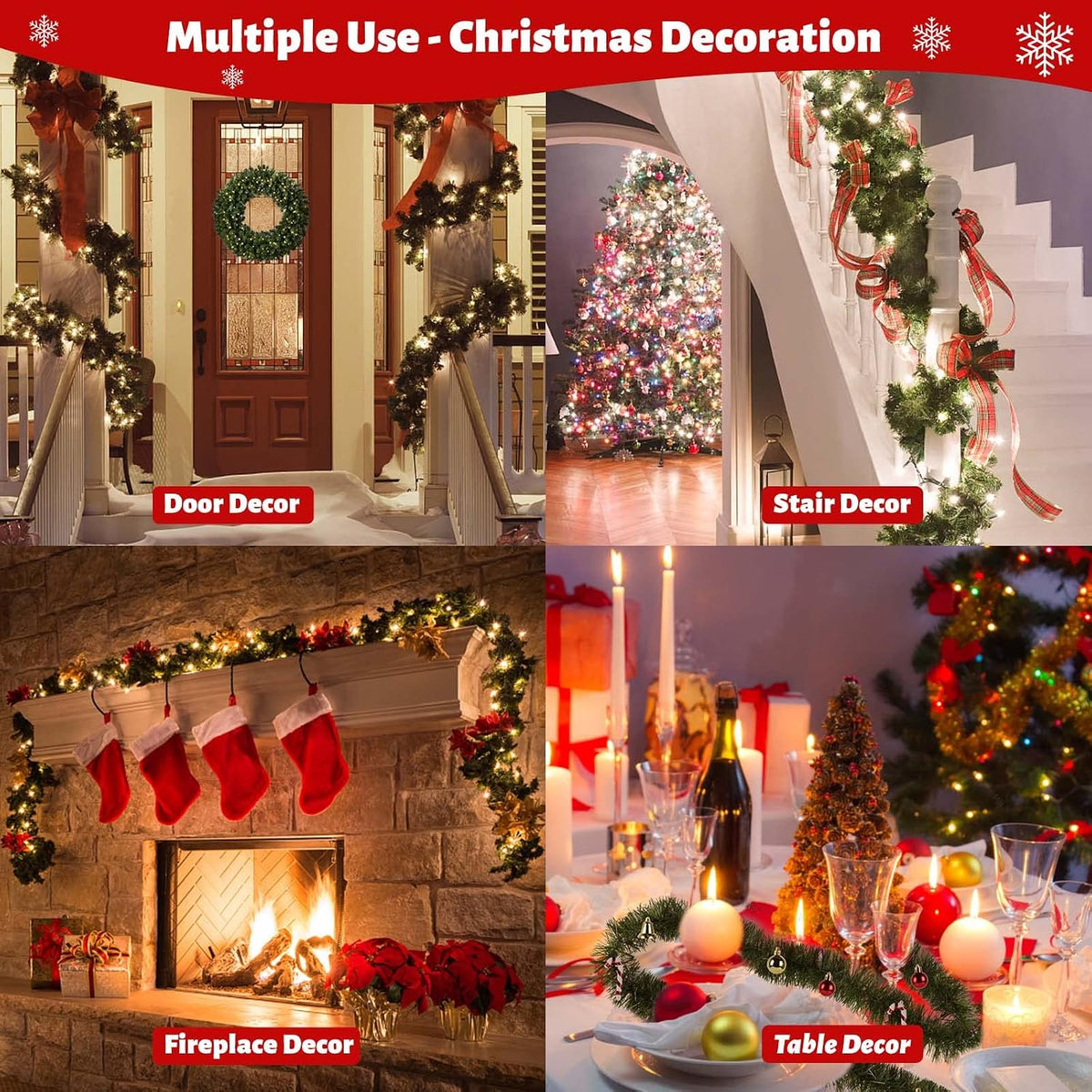 250ft christmas green garland flower for christmas and, package contents