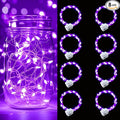 pozzolanas 8 Pack Purple Battery Operated String Lights - 7ft Waterproof Fairy Lights with 20 LEDs for Home, Mason Jar, Party, Wedding, Halloween, Christmas Decorations