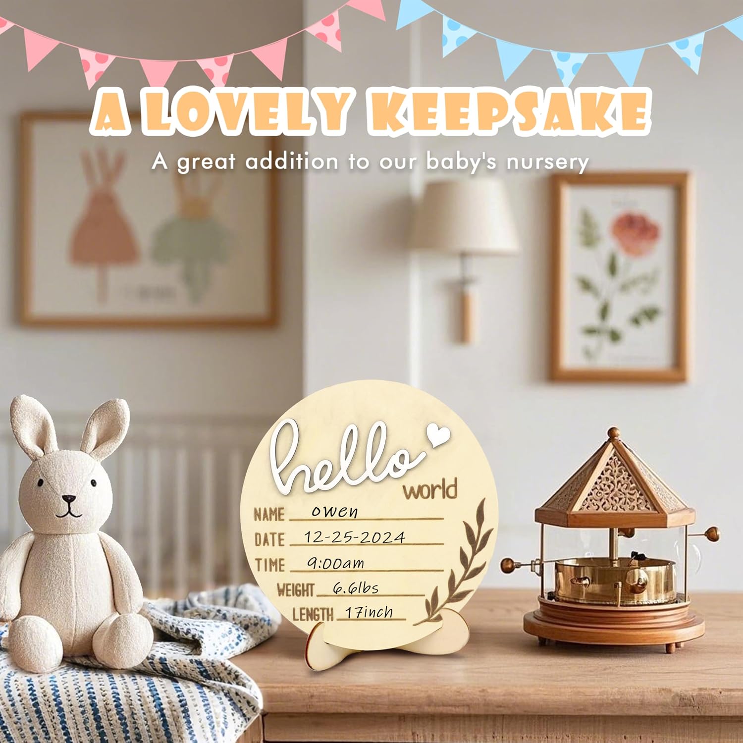 Hello World Newborn Sign Boy, Gender Reveal Birth Announcement Sign, 2PCS Its a Boy and Hello World baby Welcome Board Wooden Name Announcement Plaque for Photo Props Baby Shower Hospital Nursery