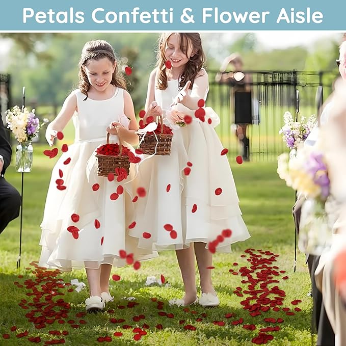 Suream 600 Pcs Flower Petals for Wedding, Red Beautiful Realistic Rose Pedals for Wedding Centerpiece Table Decorations, Flower Girl Basket, Romantic Night, Aisle Decorations for Wedding Ceremony
