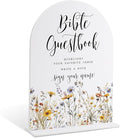 Wedding Signs for Ceremony and Reception, Boho Floral Acrylic Bible Guestbook Sign, Wedding Signage with Stand, Bridal Shower Table Centerpieces, Supplies for Engagement Reception Event Party, 36