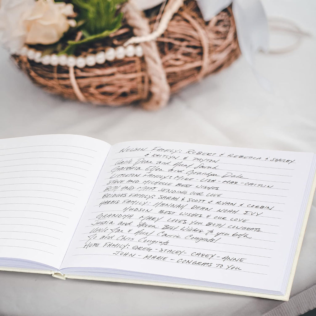 ZICOTO Beautiful Linen Wedding Guest Book for Your Wedding Reception - Simply Elegant Guestbook to Sign in and Add Polaroid Photos - The Perfect Baby Shower Guest Book and Addition to Your Big Day