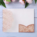 20 Pcs Laser Cut Wedding Invitations Card Pocket with Envelope for Birthday Party Baby or Bride Shower Invite suitable for 5 * 7 Inches Insert Paper (Rose Gold Glitter)