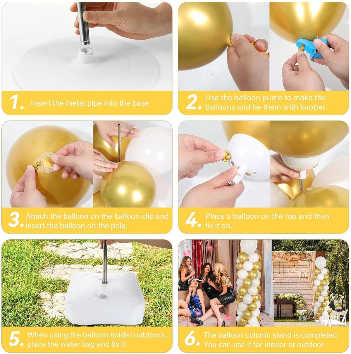2 sets adjustable balloon column stand kit with showing dimensions