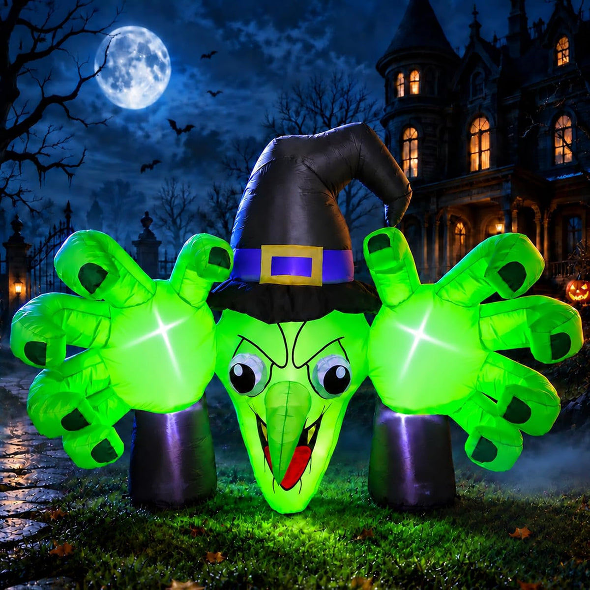 6ft giant halloween inflatables wicked witch with huge, main product view