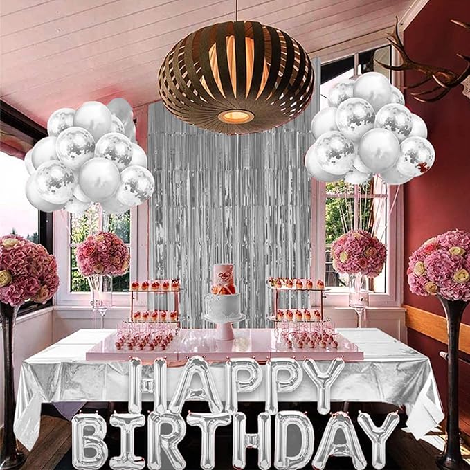 Silver Foil Fringe Curtain 3.3×8.3FT 6 Packs, Metallic Tinsel Curtains Party Streamers for Birthday Graduation Baby Shower Decoration (6pcs,3.3FT×8.3FT, Silver)