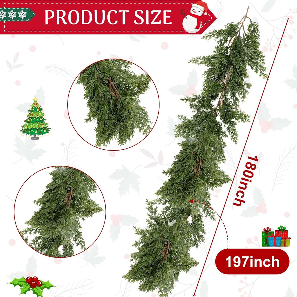 yinder 15 ft artificial cedar christmas garland, extra shown in use