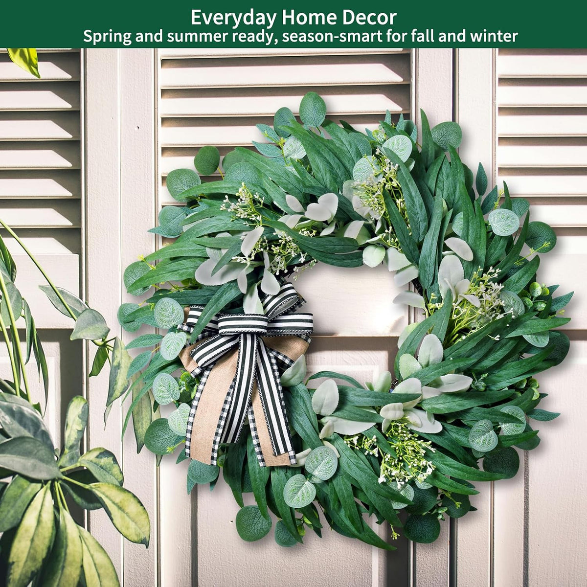26 in large farmhouse wreaths for front door, side view