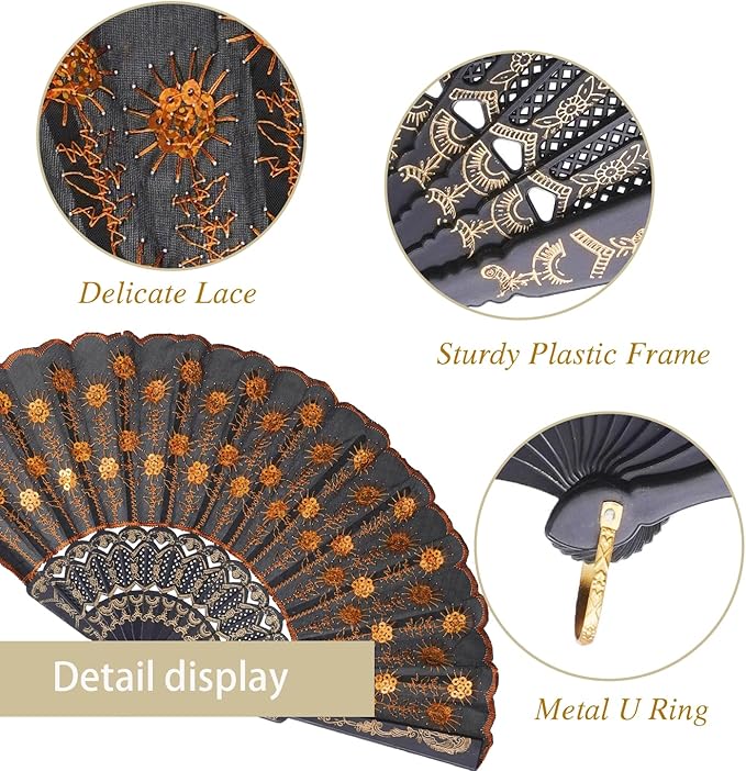QIRMIZI 30 Pack Fabric Folding Handheld Fans, Perfect for Weddings, Parties, and Dancing,Orange