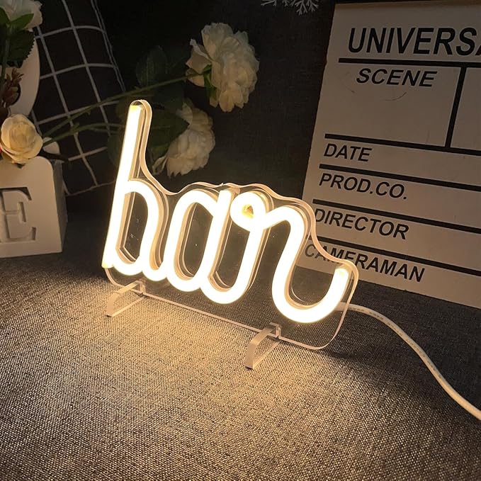 Bar Table Number Neon Sign Desk Lamp Night Light Wedding Letter LED Neon Sign Wedding Table Decorations Neon Light Shop Bedroom Home Room Decor Christmas Party Warm White USB 20×14.2 CM