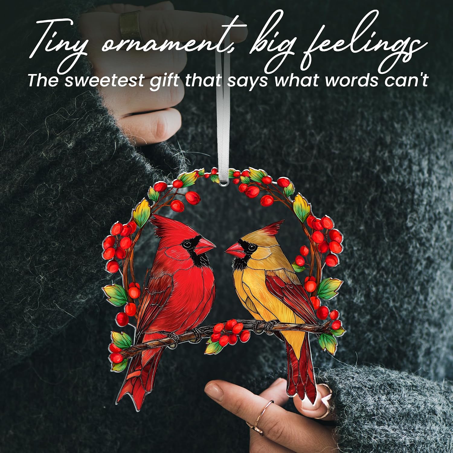 AXIARA Two Layer Wooden Cardinal Christmas Ornaments 2026 | Cardinal Christmas Decorations Gifts for Women Men, Sympathy Memorial Gift for Loss of Loved One