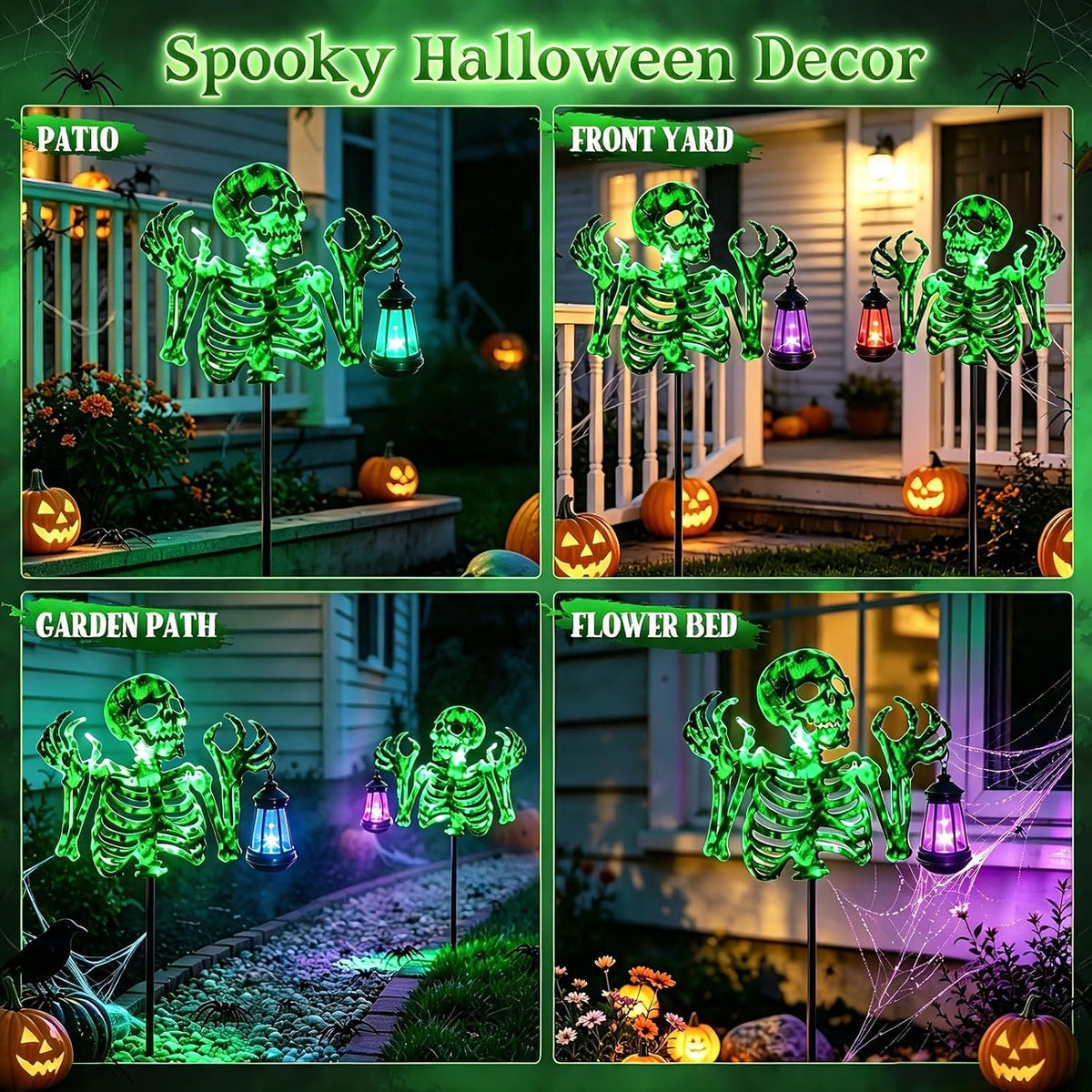 Halloween Decorations Outdoor Scary Skeleton Yard Stakes Solar Lights