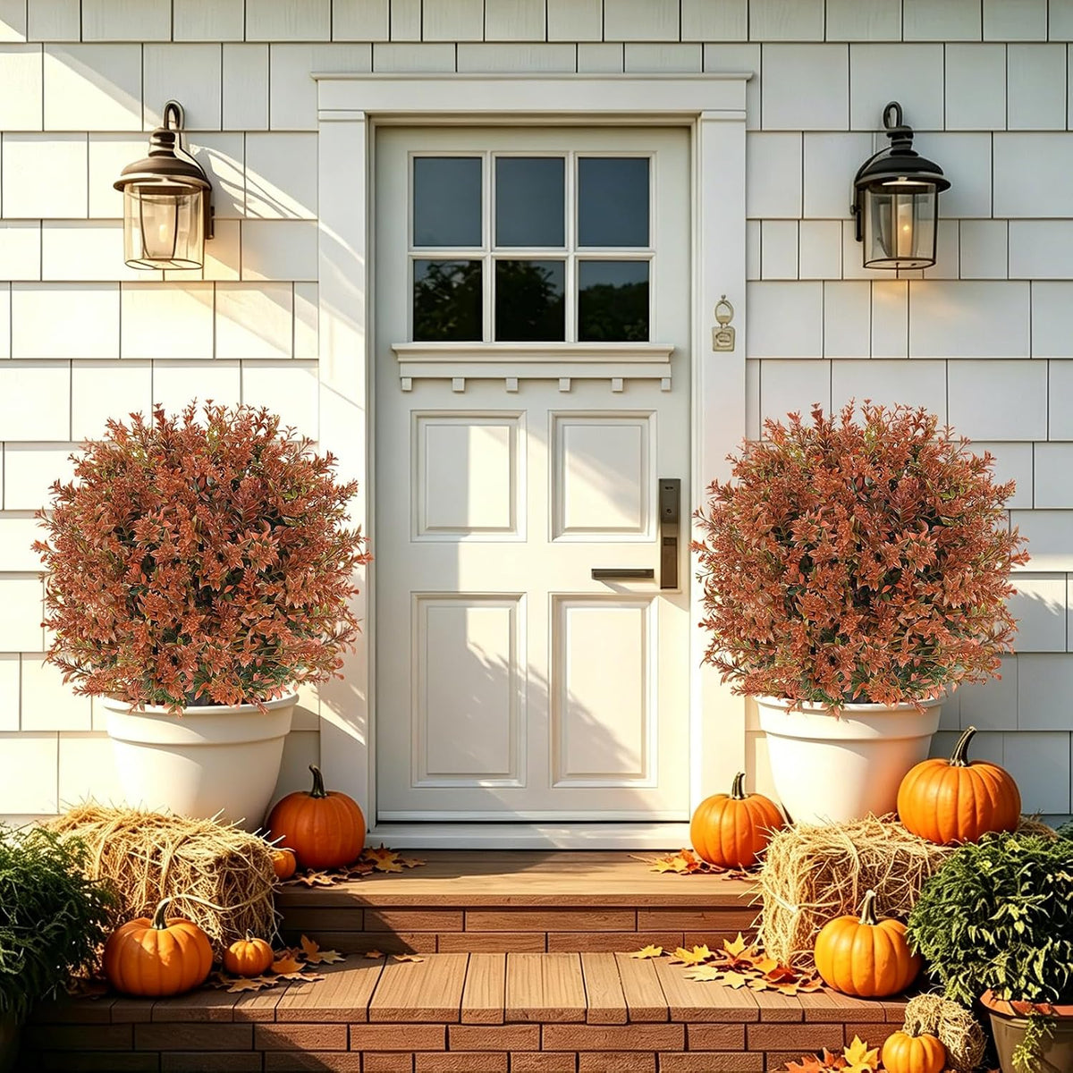 Grooy Fall 2 Pack Artificial UV-Resistant Topiary Balls with Ground Spikes