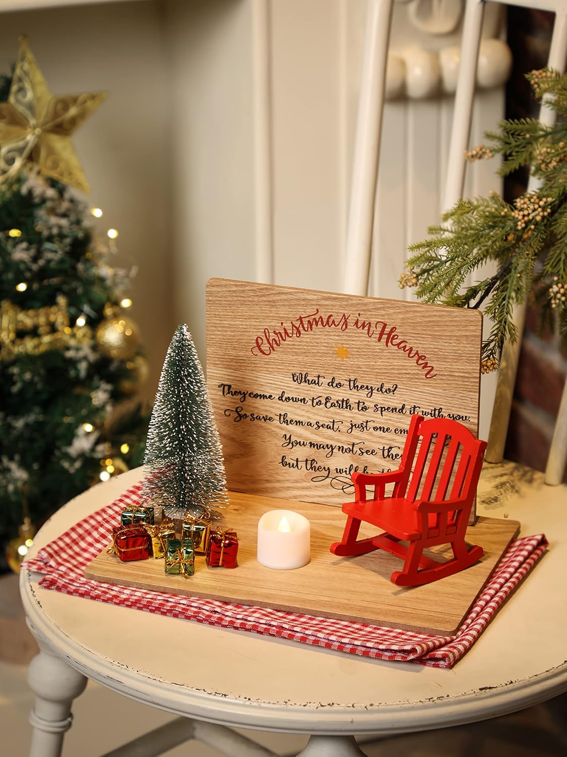Christmas in Heaven Decoration Christmas Memorial Candle Holders Rocking Chair Ornament Save A Seat Memorial Gift