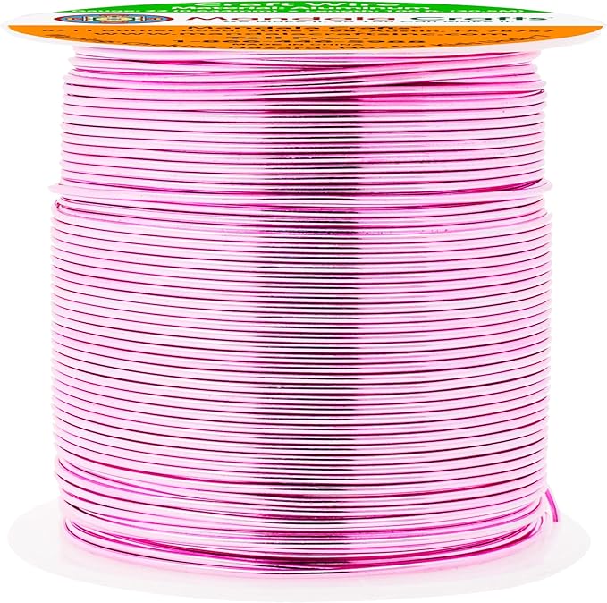 Mandala Crafts 22 Gauge Anodized Aluminum Craft Wire for Jewelry Making - 100 FT Colored Flexible Pink Wire - Bendable for Bonsai Armature Crafting Sculpting