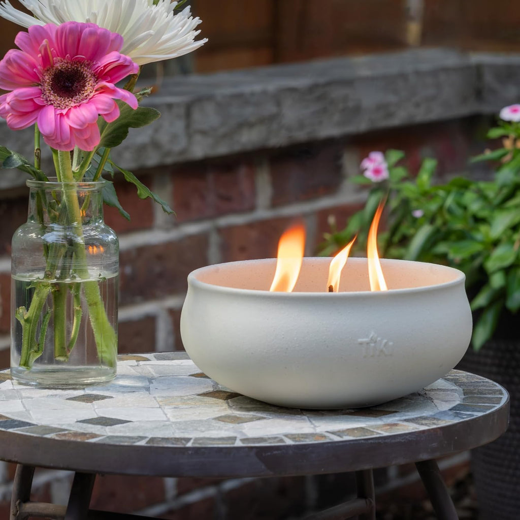 TIKI Citronella Candle 2-Pack – 7-Inch White Wax Bowl with Concrete Finish – Outdoor Decorative Candles for Patio, Deck, Garden, Backyard & Camping