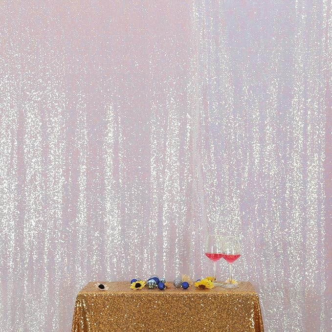 Poise3EHome 5FT x 7FT Iridescent Sequin Photography Backdrop Curtain for Party Decoration