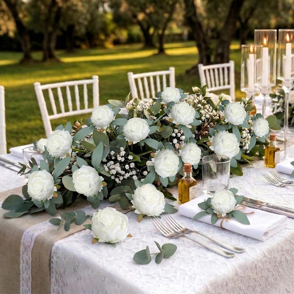 artificial peonies flowers bulk, 4’’ - white showing dimensions