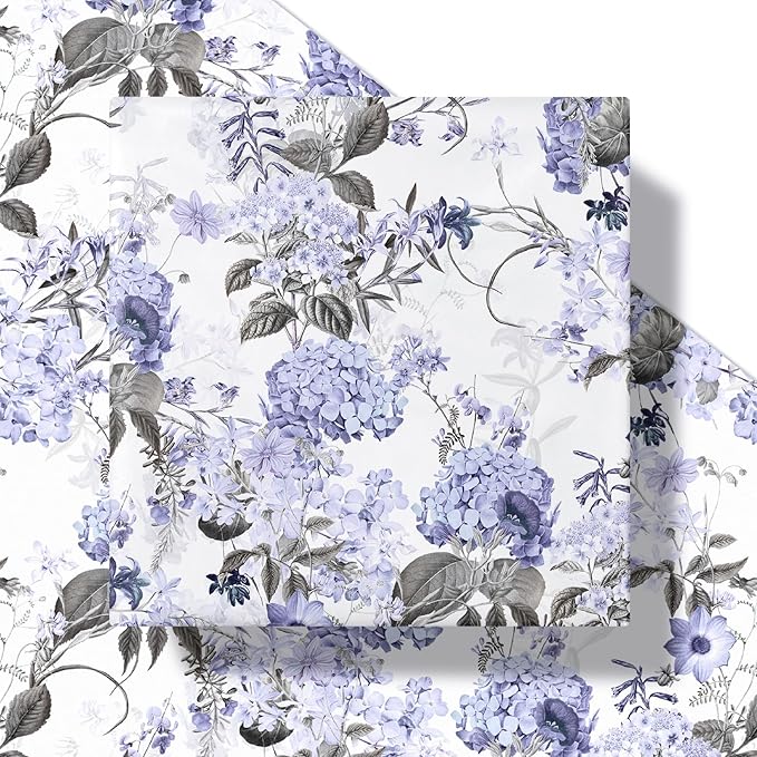 RUSPEPA Floral Wrapping Paper Roll for Women Girls, Mini Roll, Elegant Hydrangea Flower Design Gift Wrap Paper Perfect for Wedding, Birthday, Mother's Day, Spring, Bridal Shower, 17 Inch x 16.4 Feet