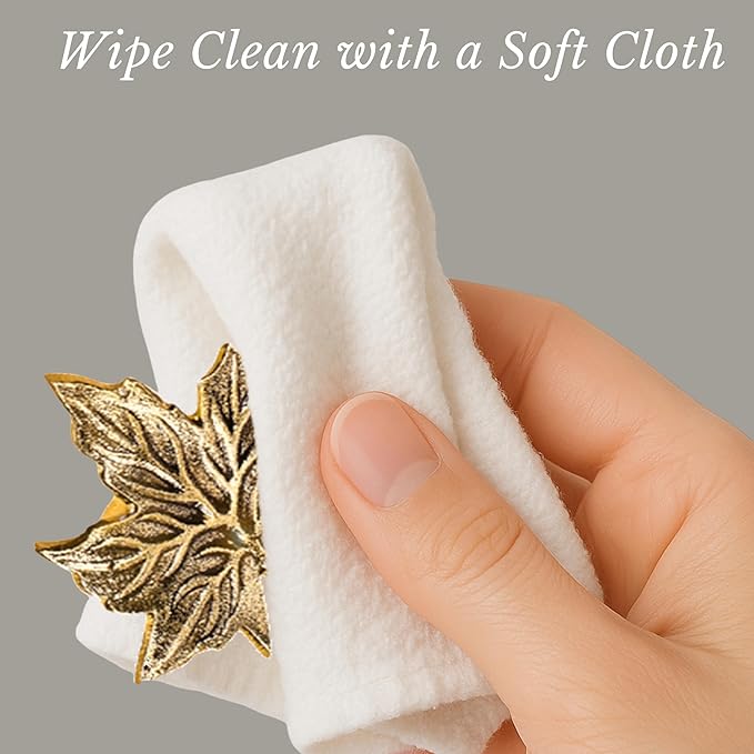 12-Piece Metal Napkin Rings - Antique Gold Harvest Leaf Napkin Rings - Decorative Table Accents for Holiday Party, Dinner, Family Gatherings, Table Décor Weddings & Everyday Use - ALPHA Living HOME