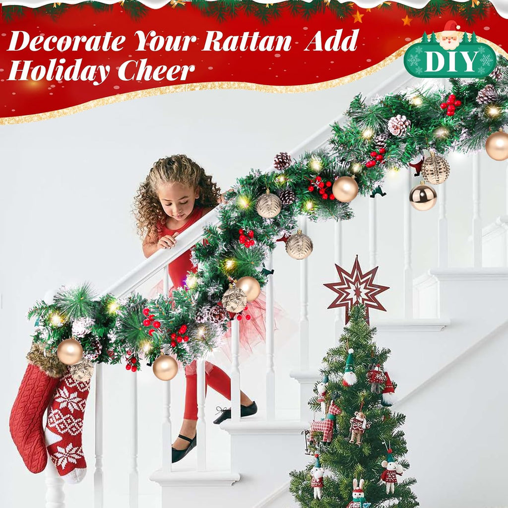 blessedseason 12ft christmas garland with lights, artificial lighted, package contents