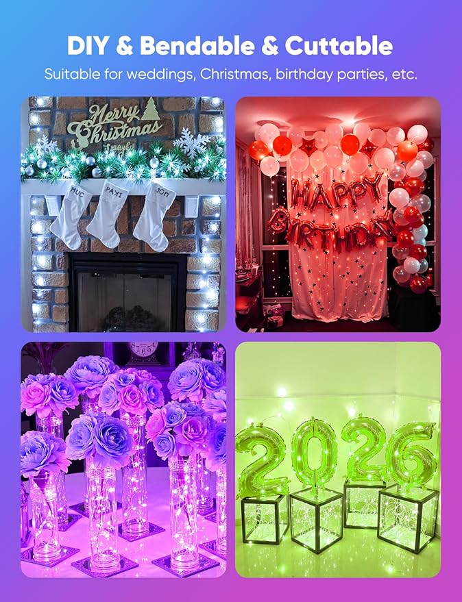 Minetom 20 Pack Fairy Lights Battery Operated String Lights, 8 Modes & Timer, 7ft 20LED 6 Colors Waterproof Silver Wire Twinkle Lights, Firefly Starry Moon Lights for Mason Jars DIY Christmas Wedding