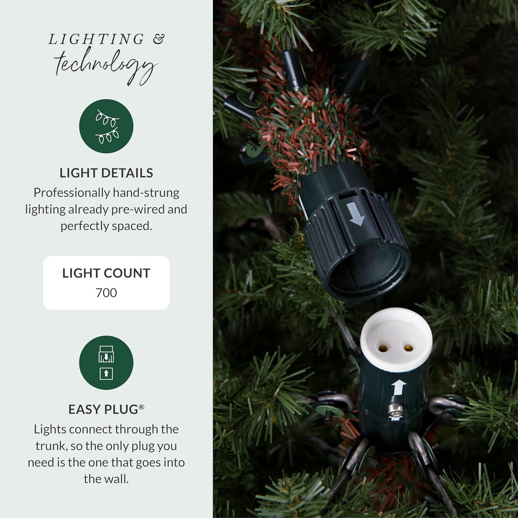 balsam hill 6.5ft pre-lit classic blue spruce showing dimensions