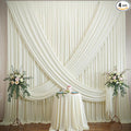 20×12ft Wrinkle Free Ivory Backdrop Curtain for Wedding Parties, 4 Panels 5×12ft Long Soft Silky Polyester Backdrop Drapes Cream Photo Back Drop Curtains for Party Photography Background Cloth