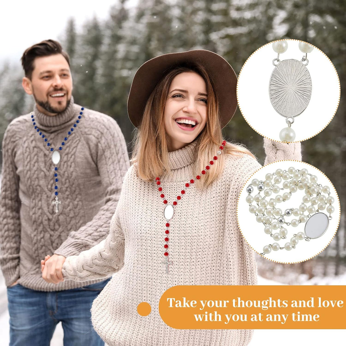 Taiyin 24 Set Sublimation Blanks Rosary Beads Necklace, Mixed Colors